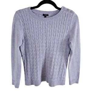 Talbots Cable Knit Cotton Blend Sweater Woman Size M Petite Lilac Pastel Classic
